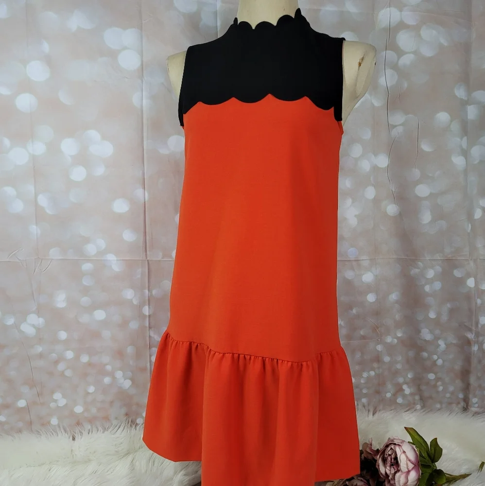 VICTORIA BECKHAM x TARGET Collaboration Drop Waist Scallop Trim Mini Dress Sz: S - Picture 8 of 16